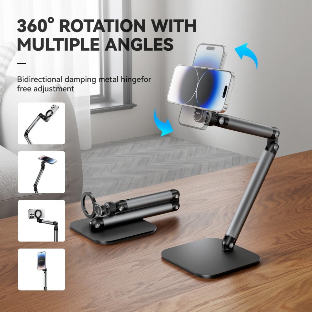 TELESIN P3-DS-01 P3-DS-02 Mobile Video Live Streaming Desktop Magnetic Stand Clamping Stand with Magsafe for Phones Live