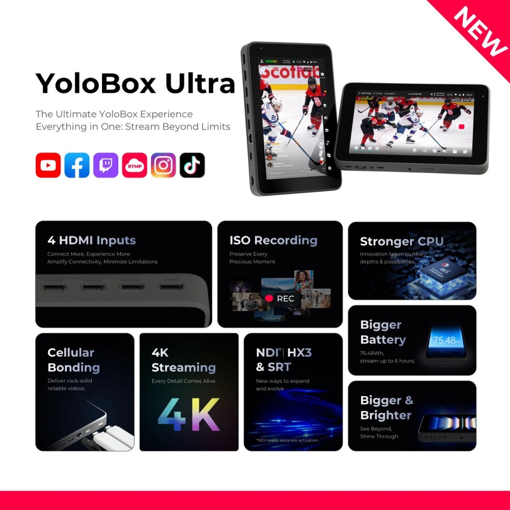 YoloBox Ultra - All-in-One Multicamera Live Streaming and Switching System YoloBox Ultra - All-in-One Multicamera Live Streaming and Switching System
