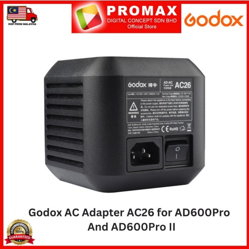 Godox AC Adapter AC26 for AD600Pro and AD600Pro II Outdoor Flash 100% Original GODOX