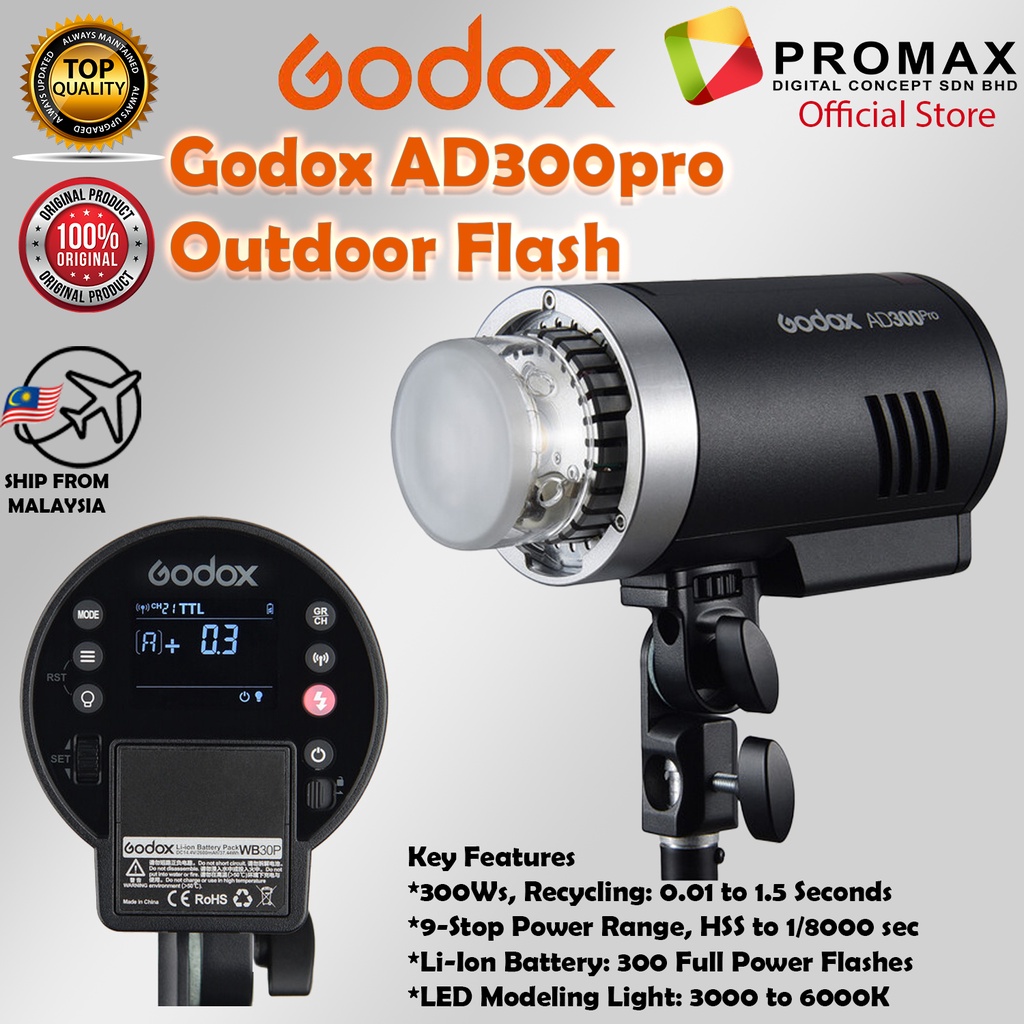 Godox-AD300PRO-OUTDOOR-FLASH-BATTERY-POWERED-WIRELESS-TTL-STROBE-AD300-PRO-Original-GODOX-Malaysia