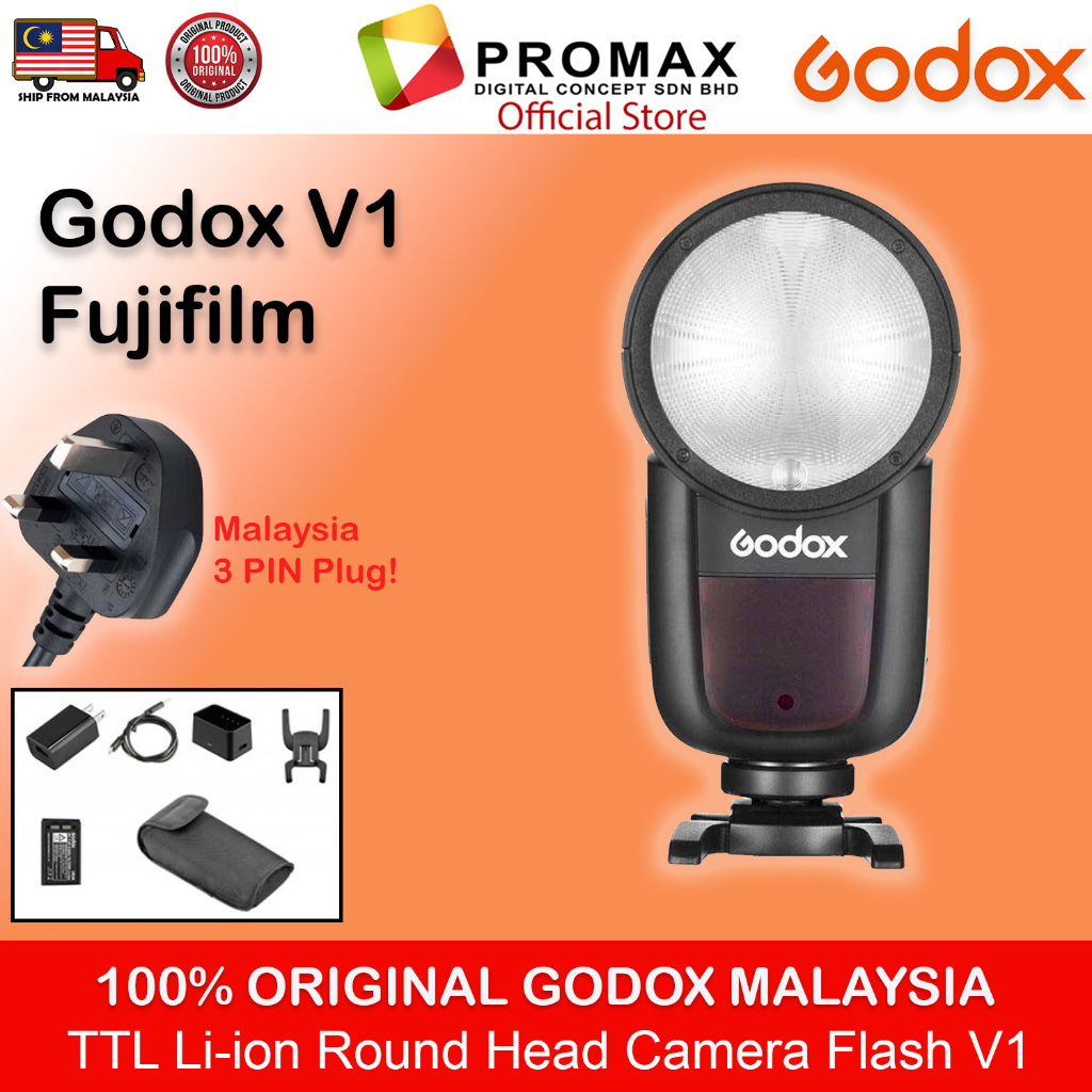 Godox-V1-V1C-V1N-V1S-V1F-V1O-Flash-Speedlight-Round-TTL-Li-ion-Batt-HSS-Canon-Nikon-Sony-Fuji