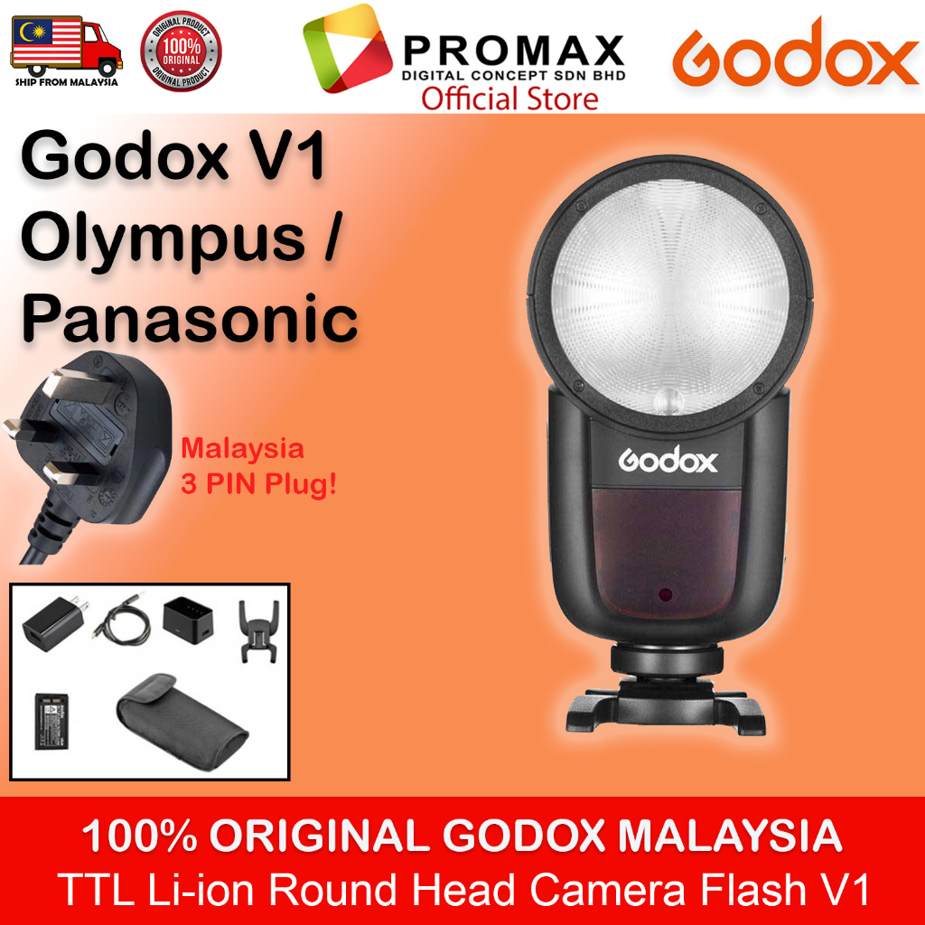 Godox-V1-V1C-V1N-V1S-V1F-V1O-Flash-Speedlight-Round-TTL-Li-ion-Batt-HSS-Canon-Nikon-Sony-Fuji