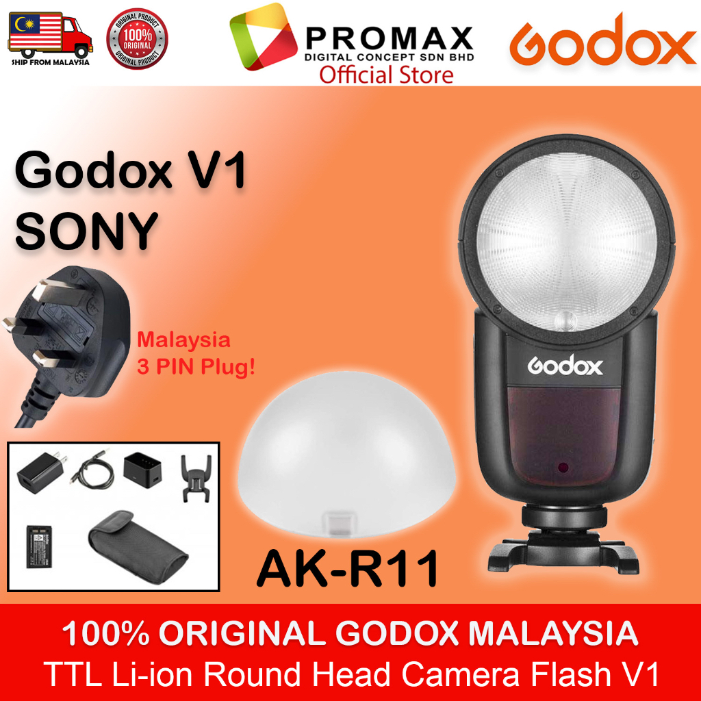 Godox-V1-V1C-V1N-V1S-V1F-V1O-Flash-Speedlight-Round-TTL-Li-ion-Batt-HSS-Canon-Nikon-Sony-Fuji