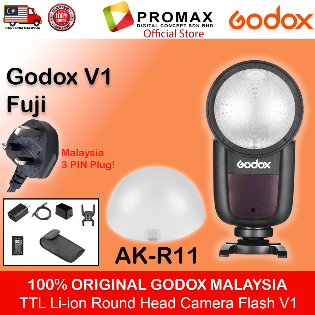Godox-V1-V1C-V1N-V1S-V1F-V1O-Flash-Speedlight-Round-TTL-Li-ion-Batt-HSS-Canon-Nikon-Sony-Fuji