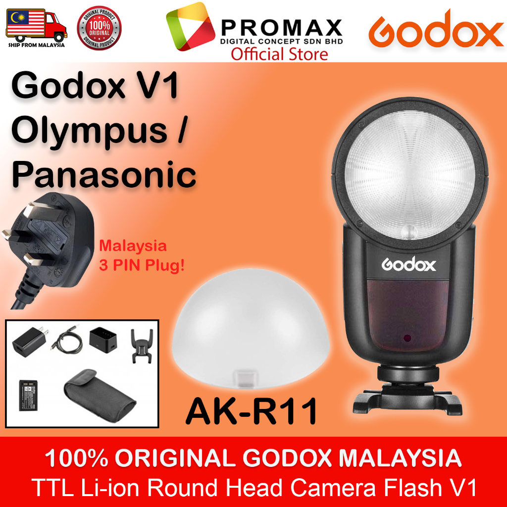 Godox-V1-V1C-V1N-V1S-V1F-V1O-Flash-Speedlight-Round-TTL-Li-ion-Batt-HSS-Canon-Nikon-Sony-Fuji