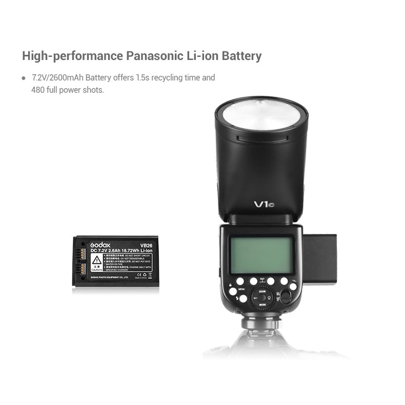 Godox-V1-V1C-V1N-V1S-V1F-V1O-Flash-Speedlight-Round-TTL-Li-ion-Batt-HSS-Canon-Nikon-Sony-Fuji
