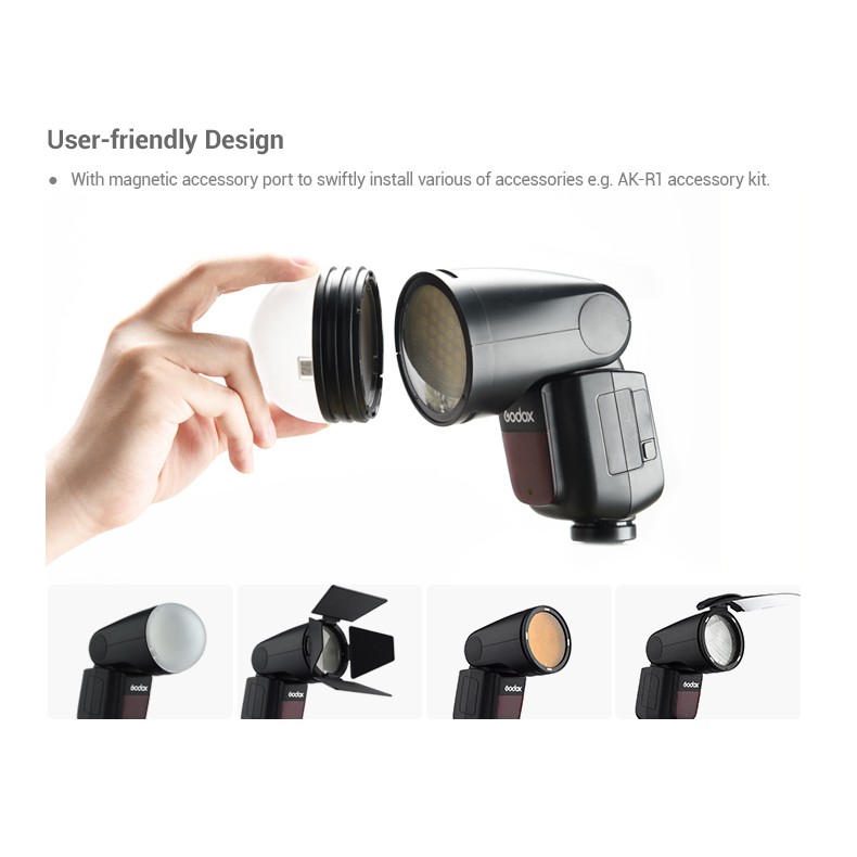 Godox-V1-V1C-V1N-V1S-V1F-V1O-Flash-Speedlight-Round-TTL-Li-ion-Batt-HSS-Canon-Nikon-Sony-Fuji