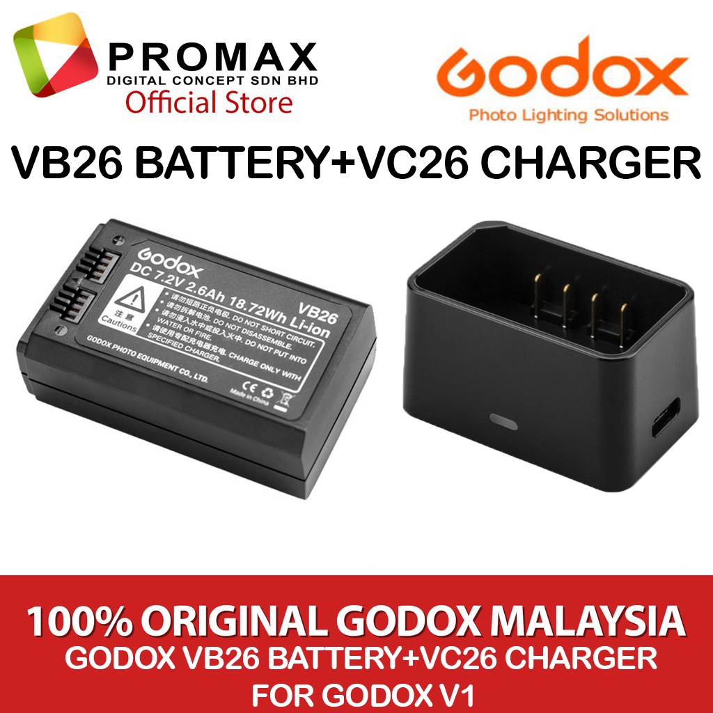 Godox-VB26-Battery-VC26-Charger-For-Godox-V1-V860-III-Speedlight-Flash-VC-26-VB-26-100-Original-Godo