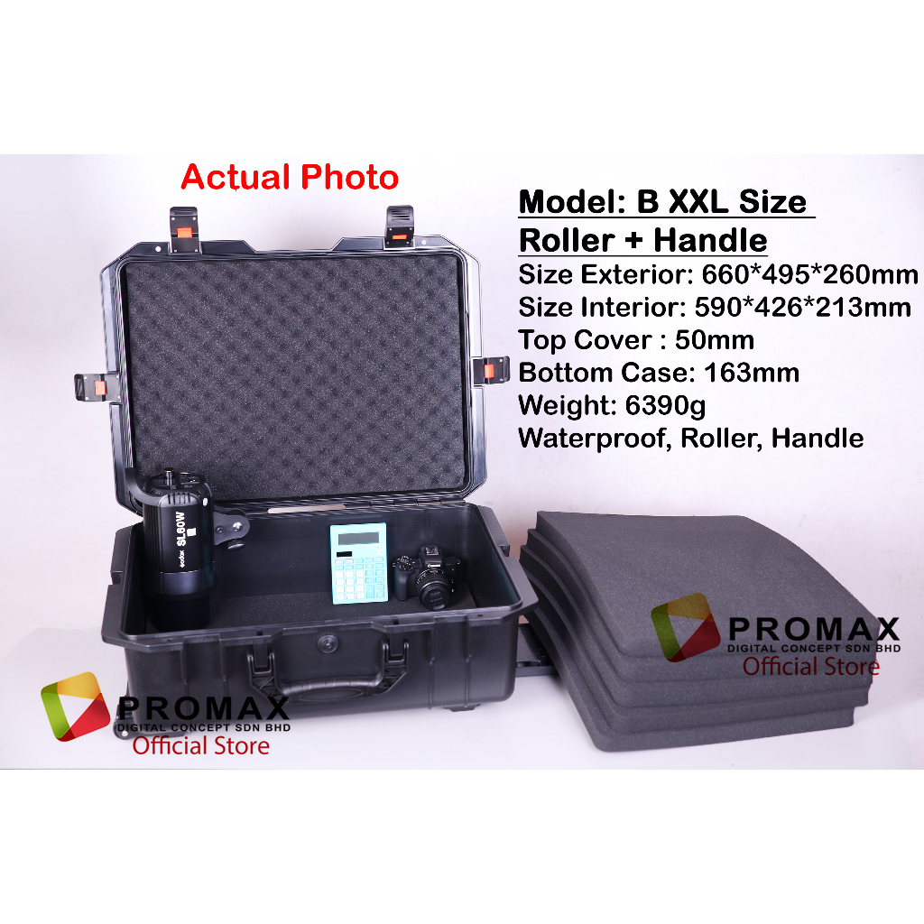 PROMAX-Pull-Rod-Hard-Roller-PP-Carry-Case-5129-with-Foam-Watertight-Dustproof-Crushproof-Photography